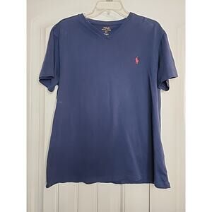 Polo Ralph Lauren Short Sleeve Vneck Navy Red Pony Size Large Mens